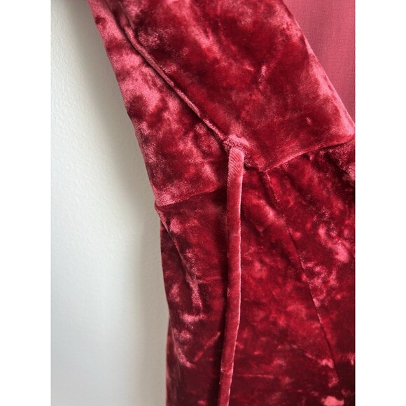 Lulus Wine Red Crushed Velvet Wrap Dress 3/4 Sleeve Side Tie Size M - Picture 11 of 14